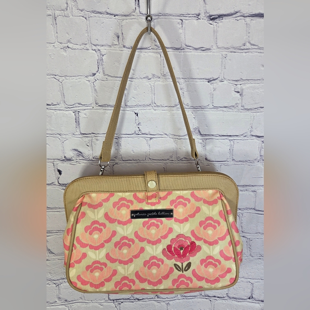 Petunia Pickle Bottom Pink and Tan Floral Shoulder Bag